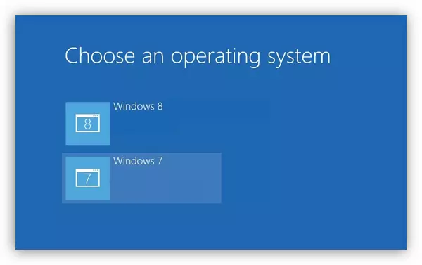 Экран выбару сістэмы для загрузкі ў Windows 8