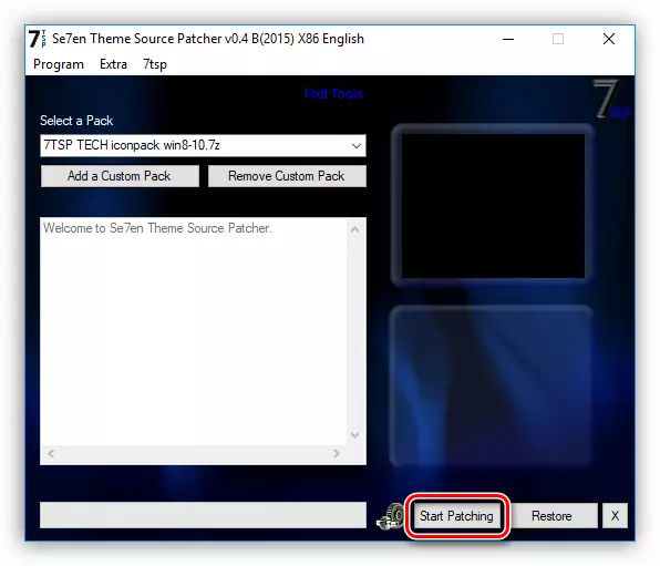 Khiav Windows 10 icons hloov hauv 7TSPGUI program