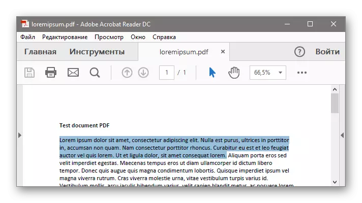 Sélection du texte dans Adobe Acrobat DC