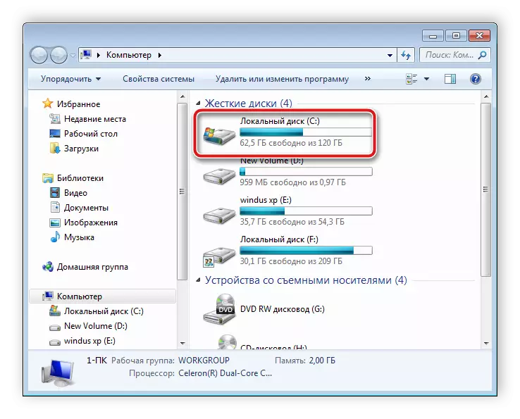 Windows 7'deki Sabit Disk bölümüne gidin