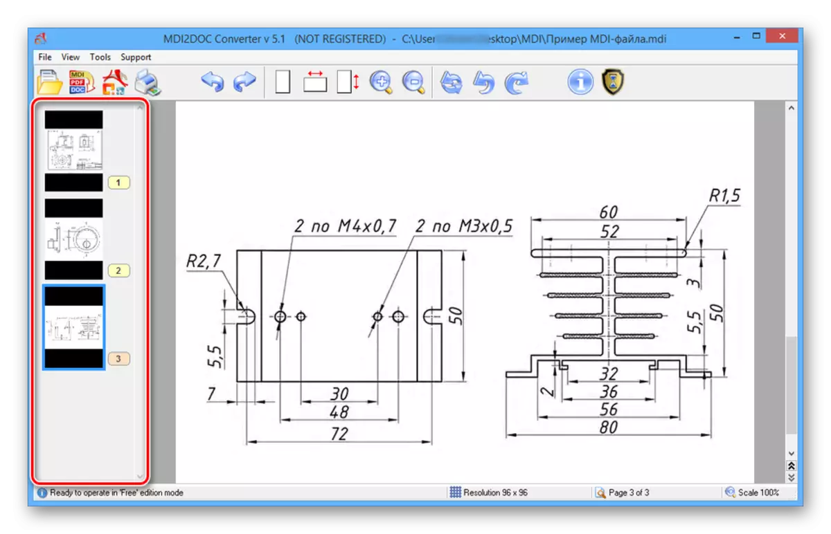 Nggunakake panel navigasi ing program MDI2DOG