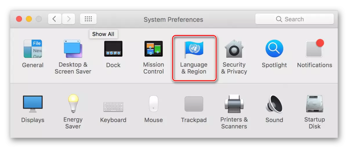 Kielen ja alueen valitseminen Järjestelmäasetukset -osiossa Mac OS: ssä