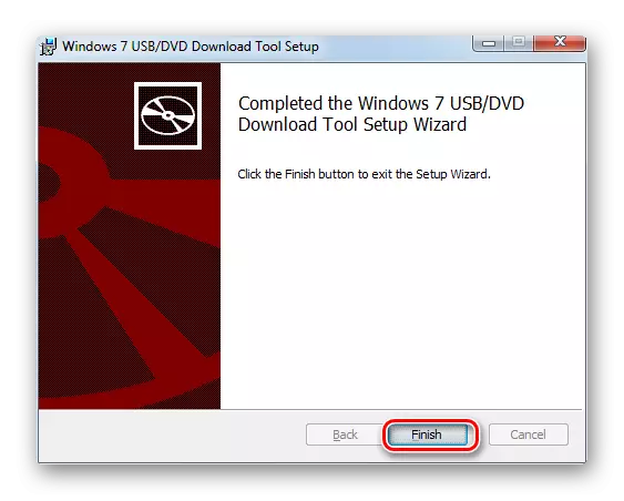Terminando na instalación asistente Utility Windows 7 USB DVD Download Tool