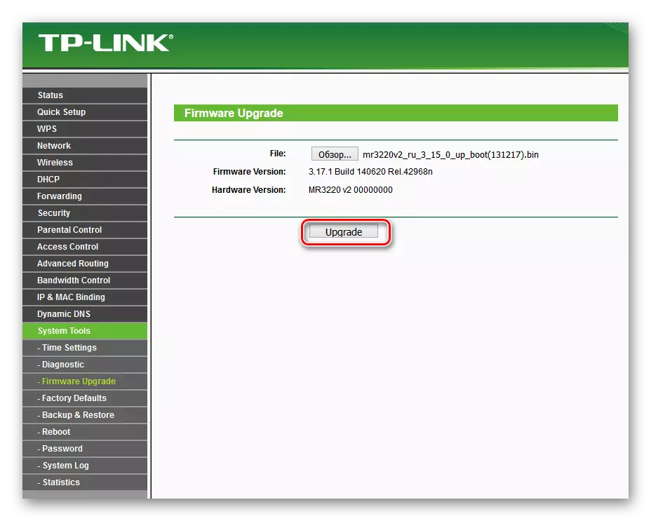 Spuštění upgrady na směrovači TP-LINK