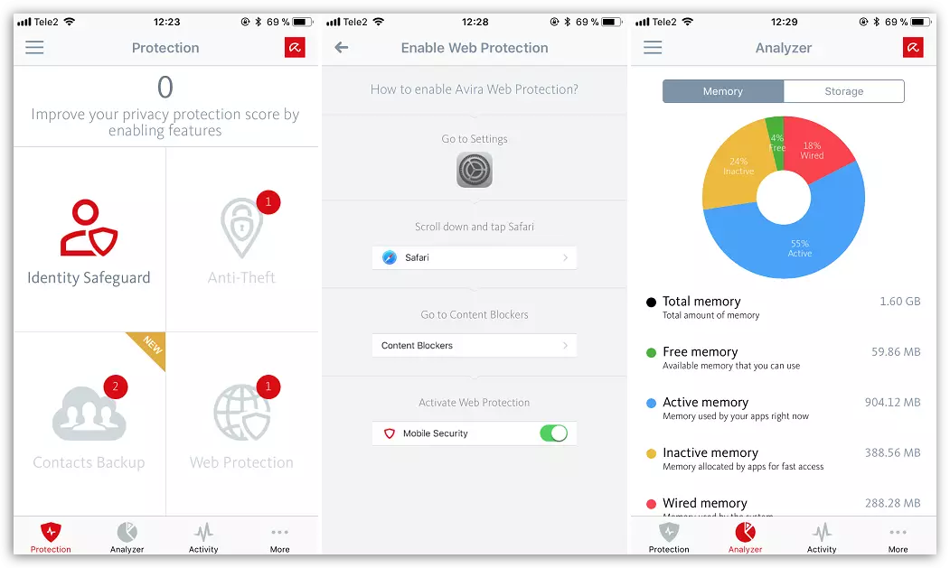 Descarga a aplicación de seguridade móbil Avira para iOS