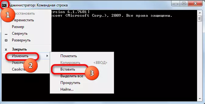 Umetnite izraze u naredbeni redak u sustavu Windows 7