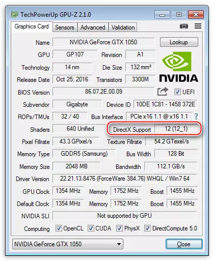 Snižte maximální verzi balíčku DirectX podporující grafický adaptér v programu GPU-Z