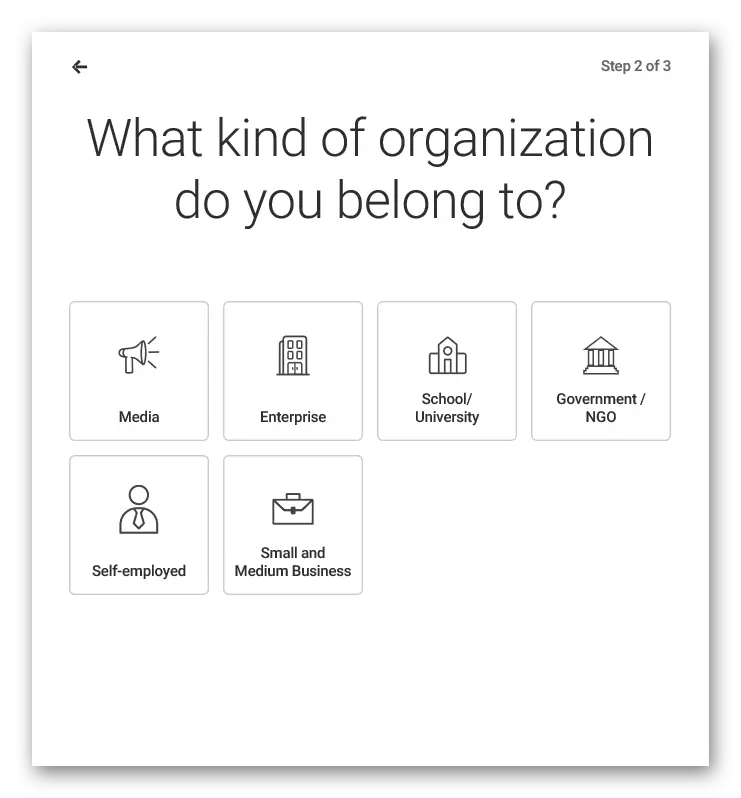 Izbira organizacije na Infogram