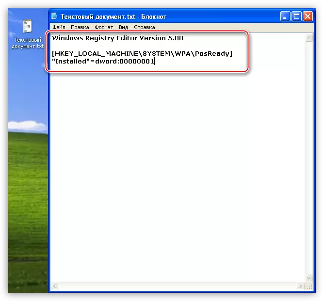 Membuat ke kod fail teks untuk mengubah sistem pendaftaran dalam sistem operasi Windows XP