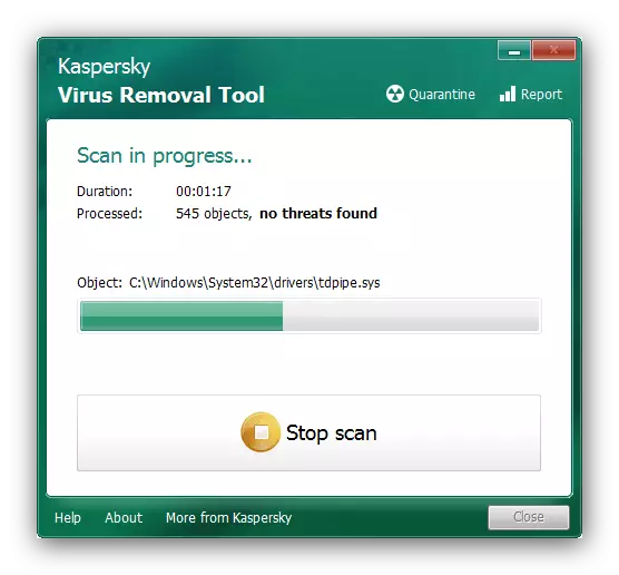Scanarea sistemului utilitar Kaspersky Unelte de eliminare a virușilor