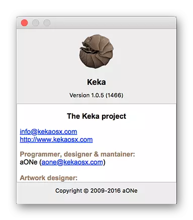 Акно сведегний аб архіватары Keka для macOS