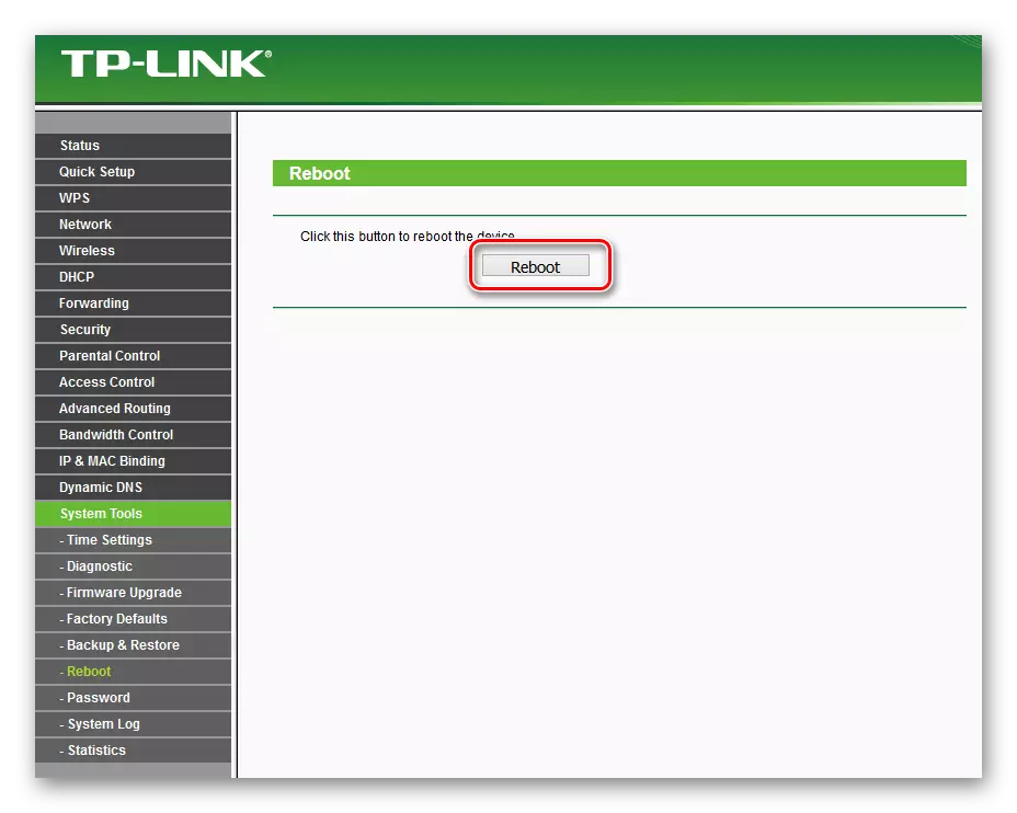 Konfirmo de la reboot de la TP-Link-router