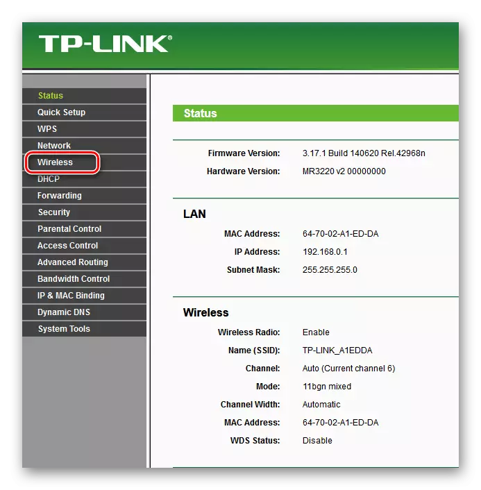 Mpito kwa Mipangilio ya Mtandao kwenye TP Link Router.