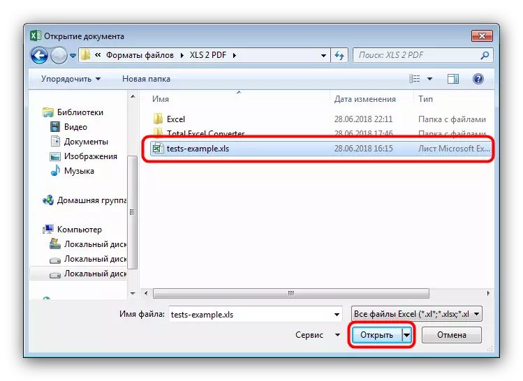 Vælg XLS i Explorer for at konvertere til PDF i Microsoft Excel