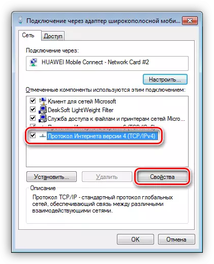 Transición a las propiedades del protocolo de Internet en Windows 7