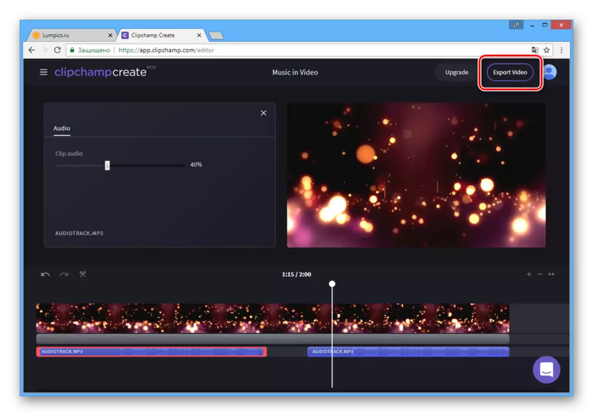 Transición para guardar video en Clipchamp