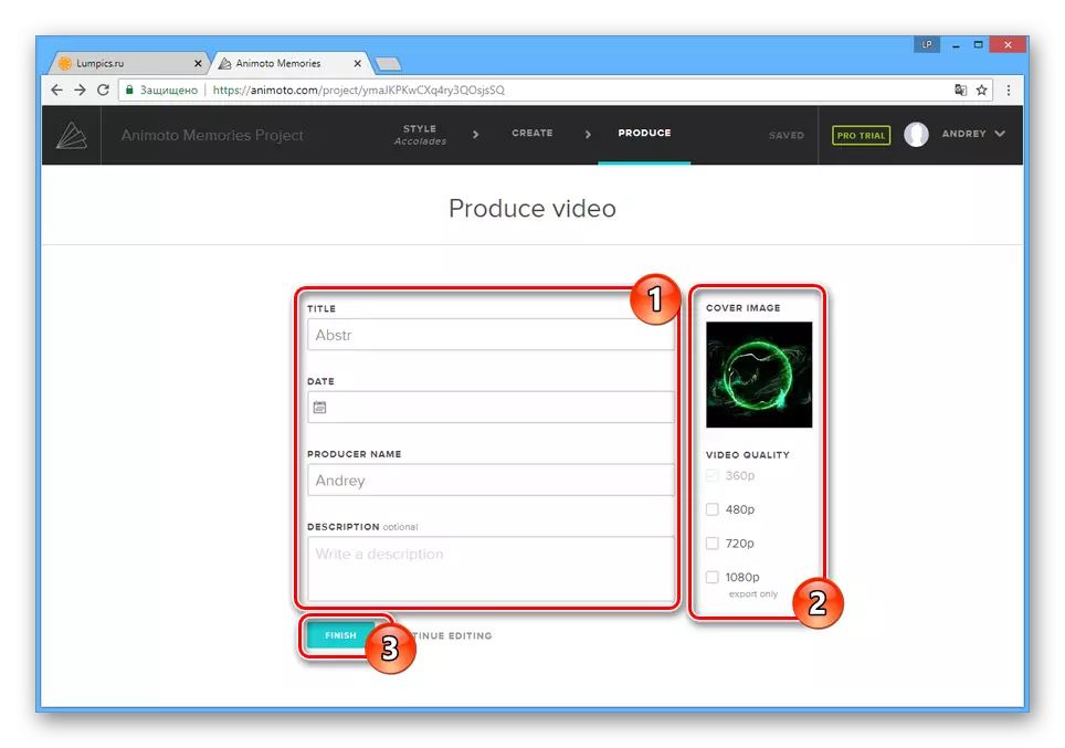 Fideo-skepping foltôgjen op 'e webside animoto