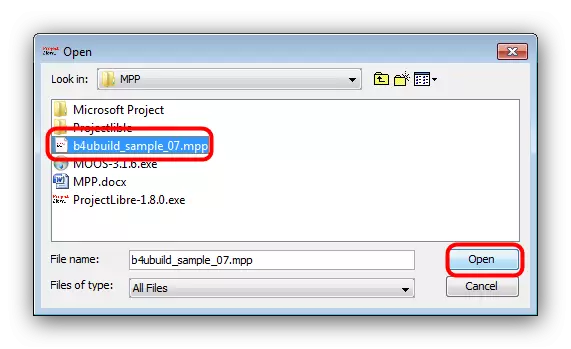 खोलने के लिए PropenceLibre MPP फ़ाइल में फ़ाइल प्रबंधक में चुनें
