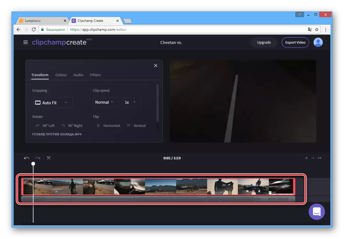 Pilihan keseluruhan video di laman web Clipchamp