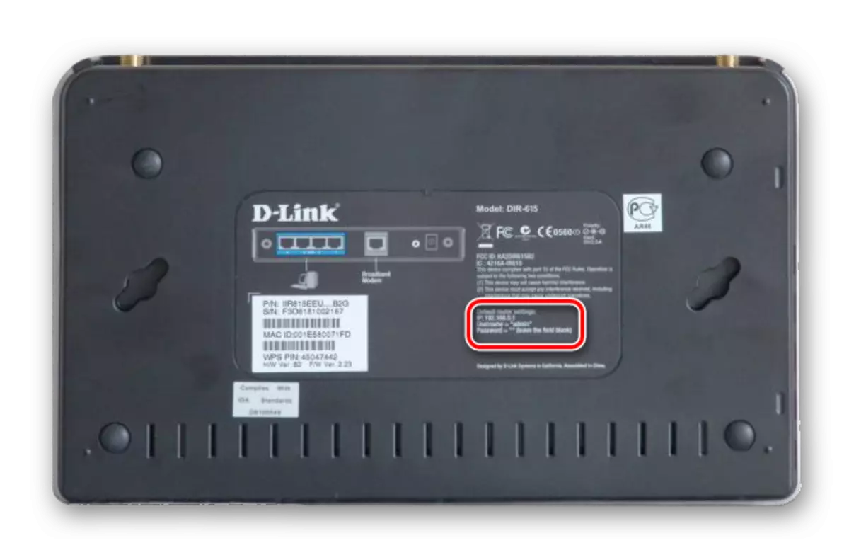 Vigezo vya default D-Link-Dir-615 Router