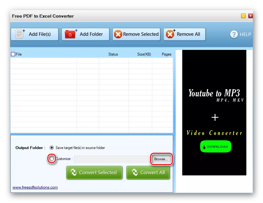 Valitse mukautetun tiedoston säästöpolku PDF: ssä Excel Converter