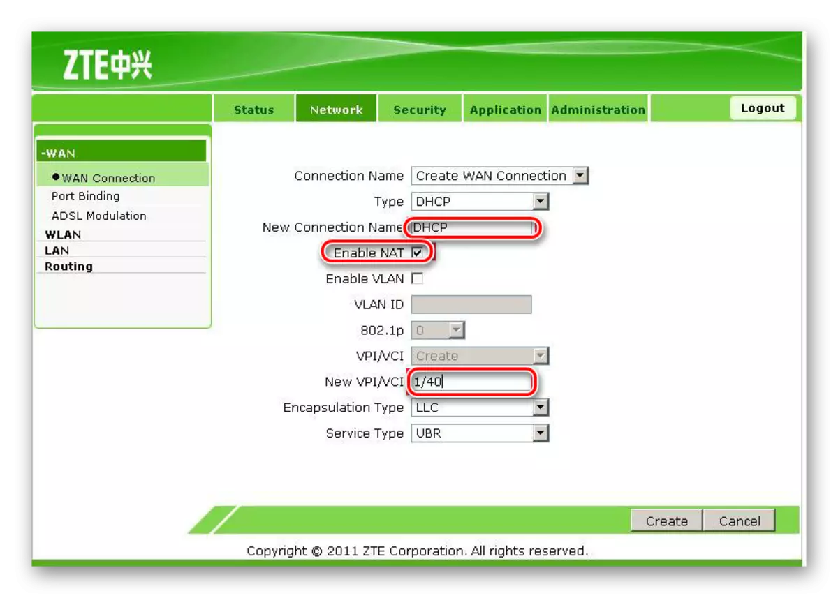 De DHCP-verbinding instellen in ZTE_ZXV10_H108L