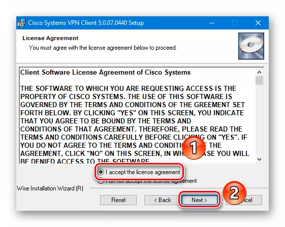 Miratimi i marrëveshjes së licencës së Cisco VPN