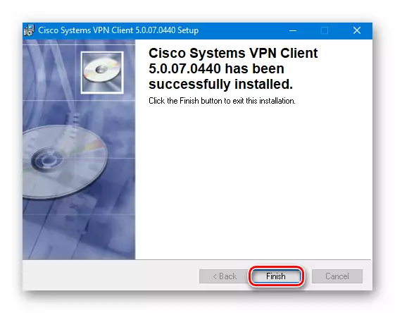 It foltôgjen fan de ynstallaasje fan Cisco VPN op Windows 10