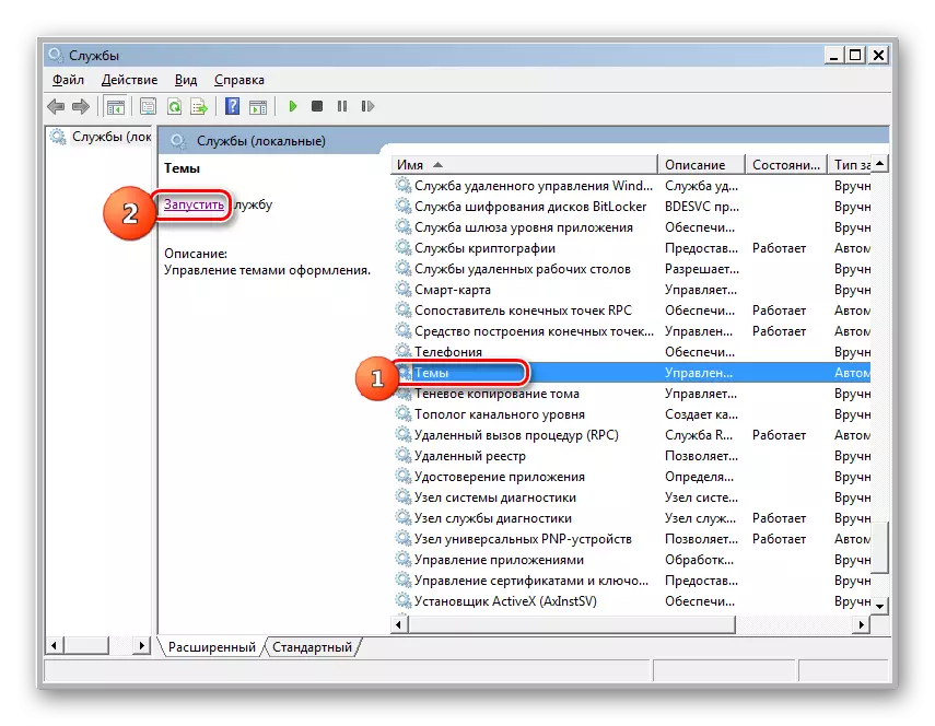 Windows 7-dagi xizmat ko'rsatish menejerida mavzuni ishga tushirishga o'ting