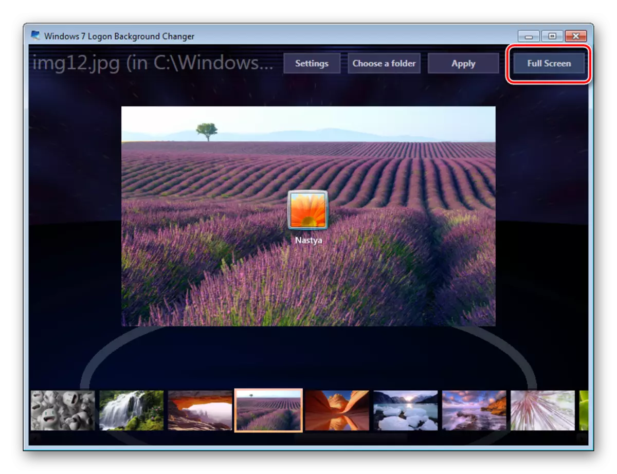 Zobrazení obrázků Plná obrazovka ve Windows 7 Přihlášení na pozadí měnič