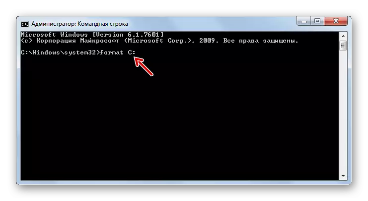 Formato de disco de execución introducindo a conmada á liña de comandos en Windows 7