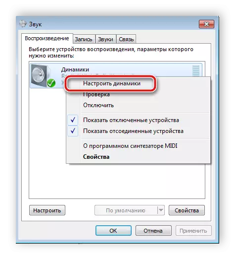Configuración de altofalante de Windows 7