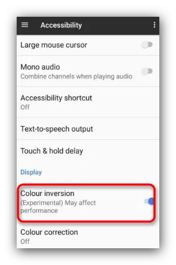 Deaktivieren Sie die Inversion von Farben in reiner Android
