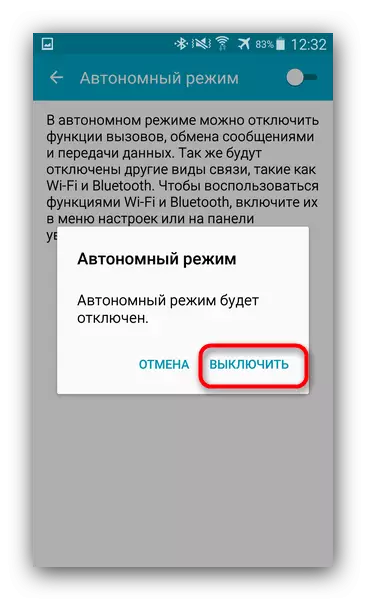 Potvrďte režim Disable Flight v Androidu