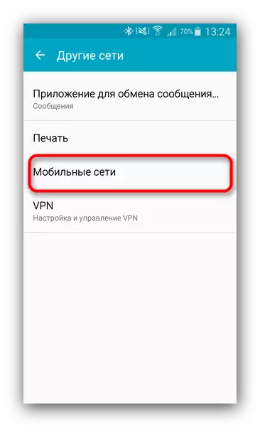 Přejít na nastavení mobilní sítě v Android