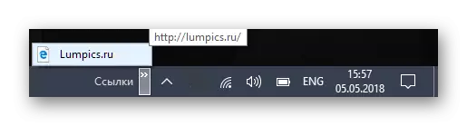 Pagbubukas ng link panel sa taskbar.