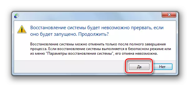 Conferma del recupero del sistema nella finestra di dialogo Windows 7