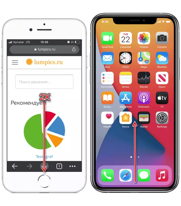 Tumawag sa multitasking menu sa iba't ibang mga modelo ng iPhone