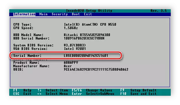 Informace o sériovém čísle systému BIOS