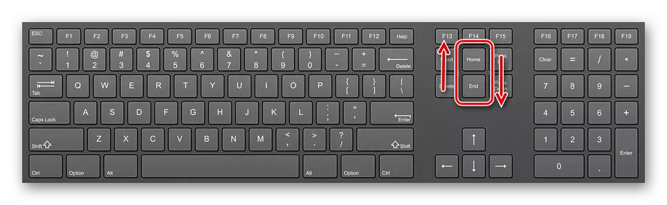 Un ejemplo de una tecla de desplazamiento rápido en el teclado