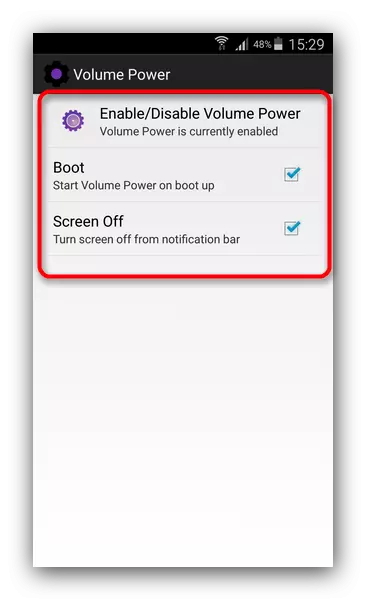 I-on ang Tomo Power Service aron modagan ang Android nga wala'y butones