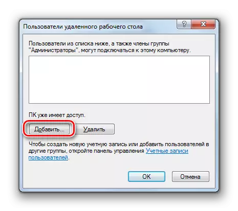 Přejít na přidání uživatelů do okna uživatelů vzdálené plochy v systému Windows 7