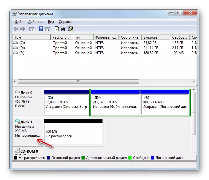 Virtual hard disk created in the disk management window in Windows 7