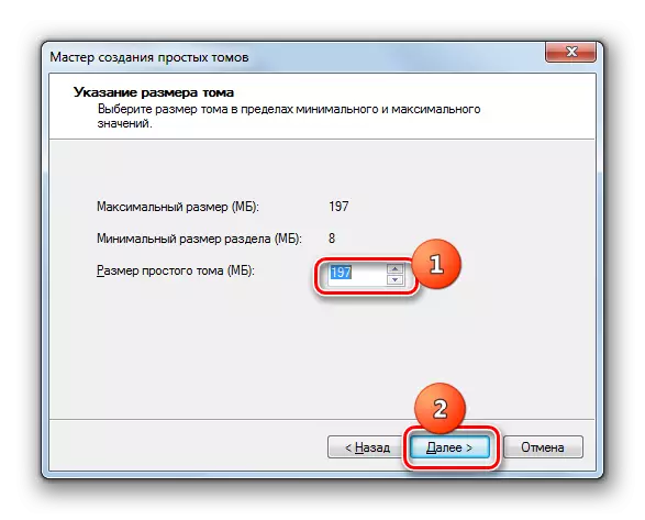 Specificare la dimensione di un volume semplice in una semplice procedura guidata del volume in Windows 7