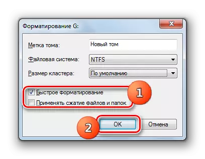 Attivazione della formattazione nella finestra di formattazione in Windows 7