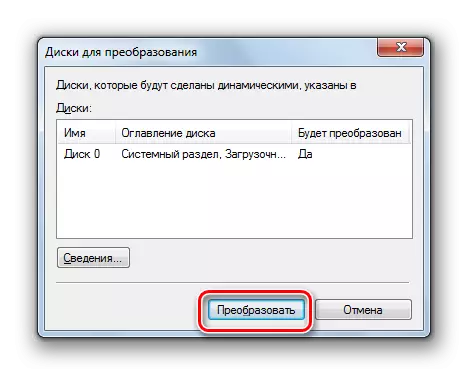 Starting a static disk conversion to dynamic in Windows 7