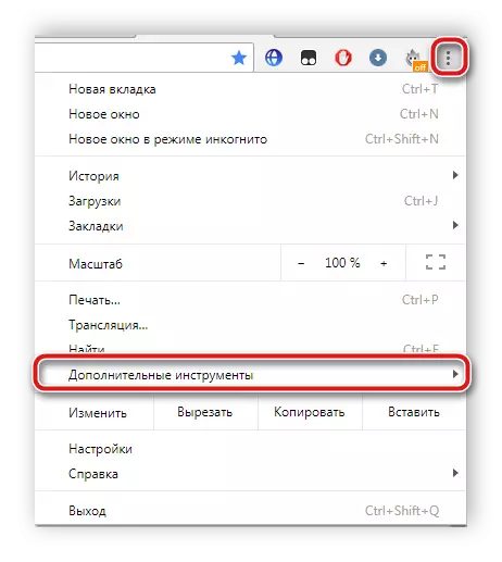 Additional tools in Google Chrome