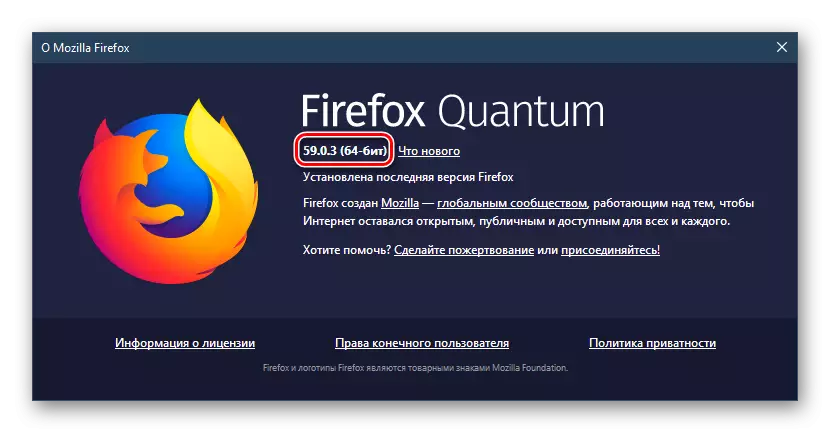 Version in Mozilla Firefox