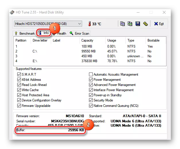 Informationsfenster HD Tune-Programm