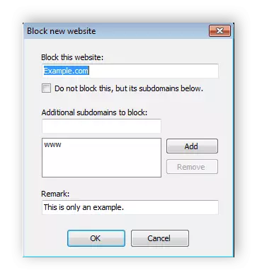 Masukkan alamat laman web mana-mana Weblock